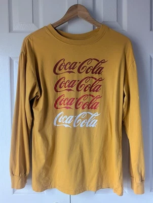 Camiseta amarilla Coca-Cola vintage manga larga a cuadros talla grande Foto 1 de 4