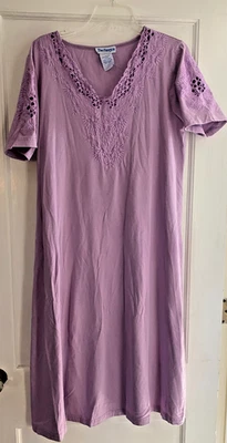 Maxi vestido manga corta de algodón morado The Paragon para mujer talla grande Cottagecore Foto 1 de 4