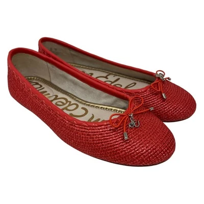 Pisos de ballet Sam Edelman Falcon rafia en coral 7 Foto 1 de 4