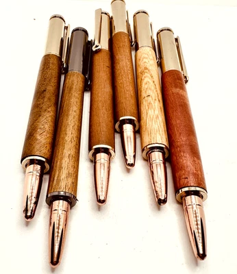 Lot 6 Hand Turned Wooden PSI CP 9000 Twist Pens Unknown Woods Oregon - image 1 of 4