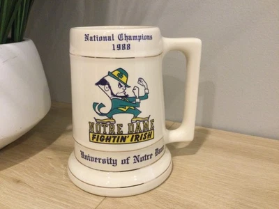 Notre Dame University Fightin Irish Beer Stein Mug 1988 National Champions USA - Image 1 of 4