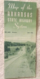Vintage~Map of the Arkansas State Highway System~Map~July 1946~23.75" x 18 5/8" - Picture 1 of 13