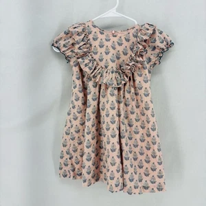Pink Chicken Pink Girls Kids 5 Youth Ruffle Sundress Flutter Sleeves Pink Print - Picture 1 of 8