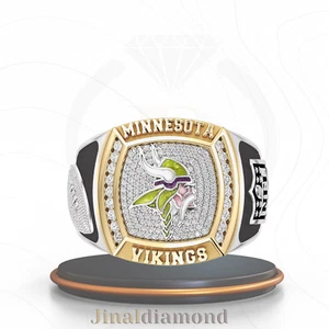 Anello Campionato Minnesota Vikings 1/2 CT Diamante Oro Bicolore e Argento 925 - Foto 1 di 5