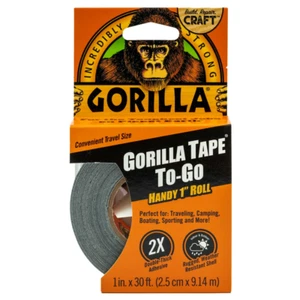 Gorilla Black Duct Tape to-Go, 1 in x 30 ft Single Roll - Picture 1 of 6