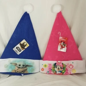 2 Christmas Santa Hat Grogu Baby Yoda + Minnie Mouse Mando Star Wars Disney Felt - Picture 1 of 5
