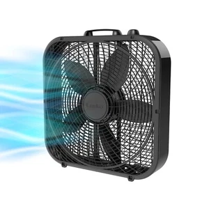 Cool Colors 20" 3-Speed Weather Resistant Box Fan, Black B20301, New - Picture 1 of 7