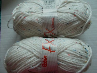 Hilo grueso Robin FX, Dolly Mix (tweed blanco #4200), lote de 2 (153 yardas cada uno) Foto 1 de 2