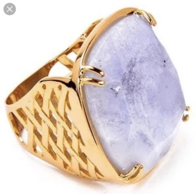 Anillo Diva SHEILA FAJL Ágata Encaje ~ Azul Púrpura/Dorado talla 7 NUEVO en Bolsa con Caja de Regalo Foto 1 de 4