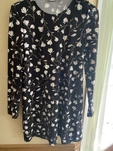 Women's Mango MNG Black/White Flower  Print Dress Sz Small - Picture 1 of 3