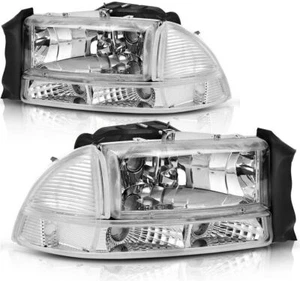 For 1997-2004 Dodge Dakota Durango Chrome Clear Headlights Head Lamps Left+Right - Picture 1 of 5