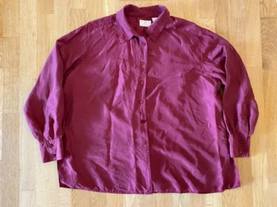 Elisabeth Liz Claiborne 18 P Silk L/S Button Up Dress Shirt Top Vintage '90s - Imagem 1 de 4