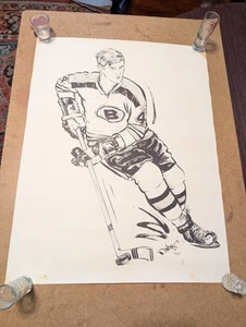 Vintage Original 1970 Bobby Orr Hockey Poster Artist Dobbins Boston Bruins - Picture 1 of 9
