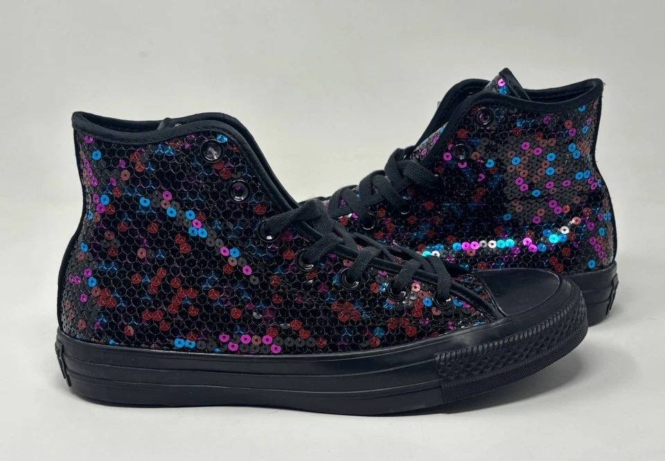 Tênis Converse Feminino Chuck Taylor All Star Hi Lantejoulas Preto Azul Vermelho Tamanho 8 - Imagem 1 de 4