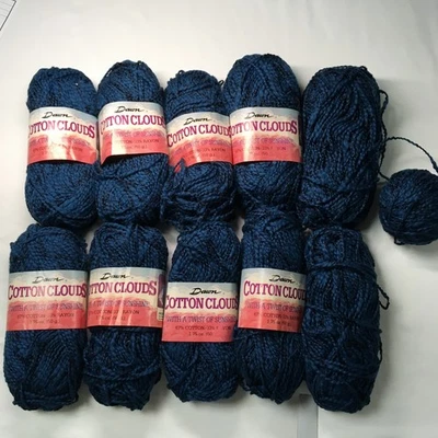 Lote de 10+ hilos retorcidos Caron International Dawn Cotton Clouds azul marino/azul oscuro Foto 1 de 4