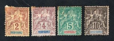 Sellos de Madagascar 1894 Mi#39-42 Diego Suárez MH CV=24$ Foto 1 de 2