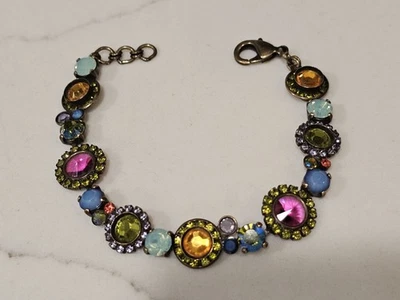 Brazalete Tenis Clásico Vintage Sorrelli Firmado MULTICOLOR Estrás Latón Foto 1 de 4