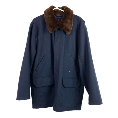 Abrigo Chaqueta Daniel Cremieux Azul Marino Mezcla Lana Imitación Piel Talla XXL 2X Foto 1 de 4