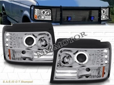 92-96 FAROS PROYECTOR FORD BRONCO F-150 / 250 / 350 CROMO LED HALO Foto 1 de 4