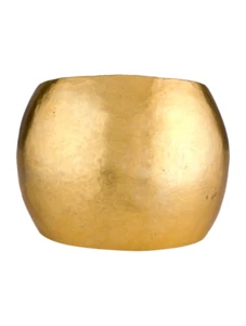 Brazalete Herve Van der Straeten Modernista Ancho Martillado Chapado en Oro 24k Abierto - Imagen 1 de 12