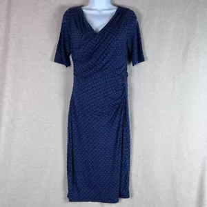 Boden Womens Geometric Jersey Dress Size 12 Knee Length Short Sleeve Vneck - Picture 1 of 9