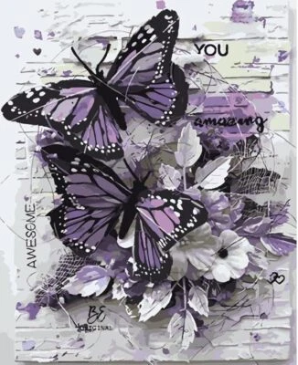DIY Purple Butterfly Abstract Painting by Numbers Kit Canvas