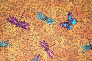 ELDORADO DRAGONFLIES BUTTERFLIES LONDON FABRIC FREEDOM #192  COTTON SEW QUILT - Picture 1 of 5