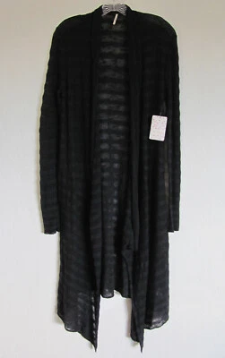 Free People Knit Asymmetrical Open Front Duster -Charcoal- Size Small NWT $108 - Image 1 of 4