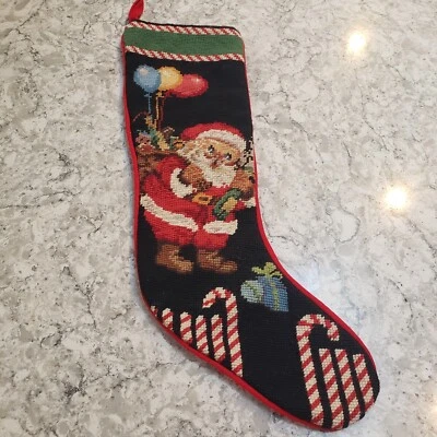 Medias de Navidad punta de aguja COMPLETAS Papá Noel Candycanes regalos punto de cruz Foto 1 de 4