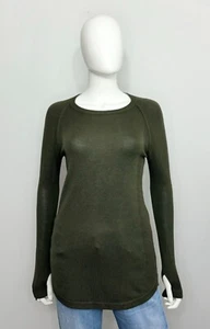 Lululemon Sunshine Coast Womens Sweater XS Cashmere Blend Khaki Green Logo - Picture 1 of 17