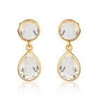 Boucles d'oreilles pierres précieuses cristal clair quartz argent 925 plaqué or bijoux pour femmes