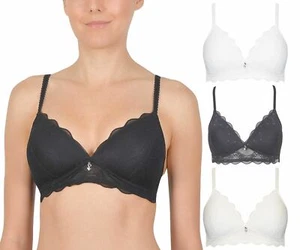 Naturana Cybele Wireless Lace Bra Moulded Soft Lightly Padded Bras - Picture 1 of 14