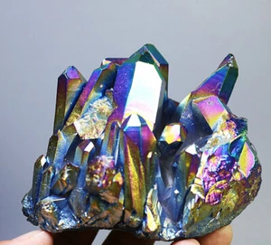 0.93lb Colorful Aura Quartz Crystal Titanium Bismuth Silicon Cluster Rainbow - Picture 1 of 12