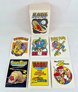 ZERO HEROES General Mills Don Russ 1983 Complete 66 Sticker Card Set SILLY SUPER