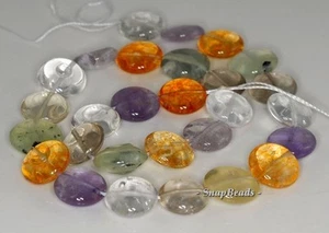 14MM MIX QUARZO GEMMA GRADO B PIATTO TONDO PERLINE SFUSE 7inch - Foto 1 di 4