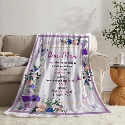 Carnation Floral Happy Mother's Day Gift Throw Blanket for Couch Bed Sofa Office - Image 1 of 4