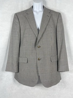 Jos A Bank 夹克男式 44R 黑色白色运动外套丝绸羊毛千鸟格二手状况完好 — 第 1/4 张图片