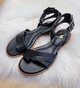 Franco Sarto Women's L-Greene Gladiator Sandals Black Leather Size 7.5 - Picture 1 of 10