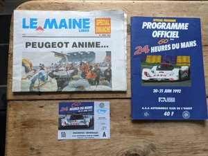 Le Mans 24 hour 1992 Official Programme, Le Maine Newspaper & Entry Ticket - Picture 1 of 3