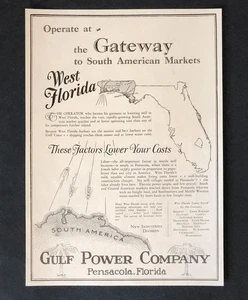 Anuncio Gulf Power 1927 Pensacola Florida negocios impresión antigua anuncio - Imagen 1 de 1