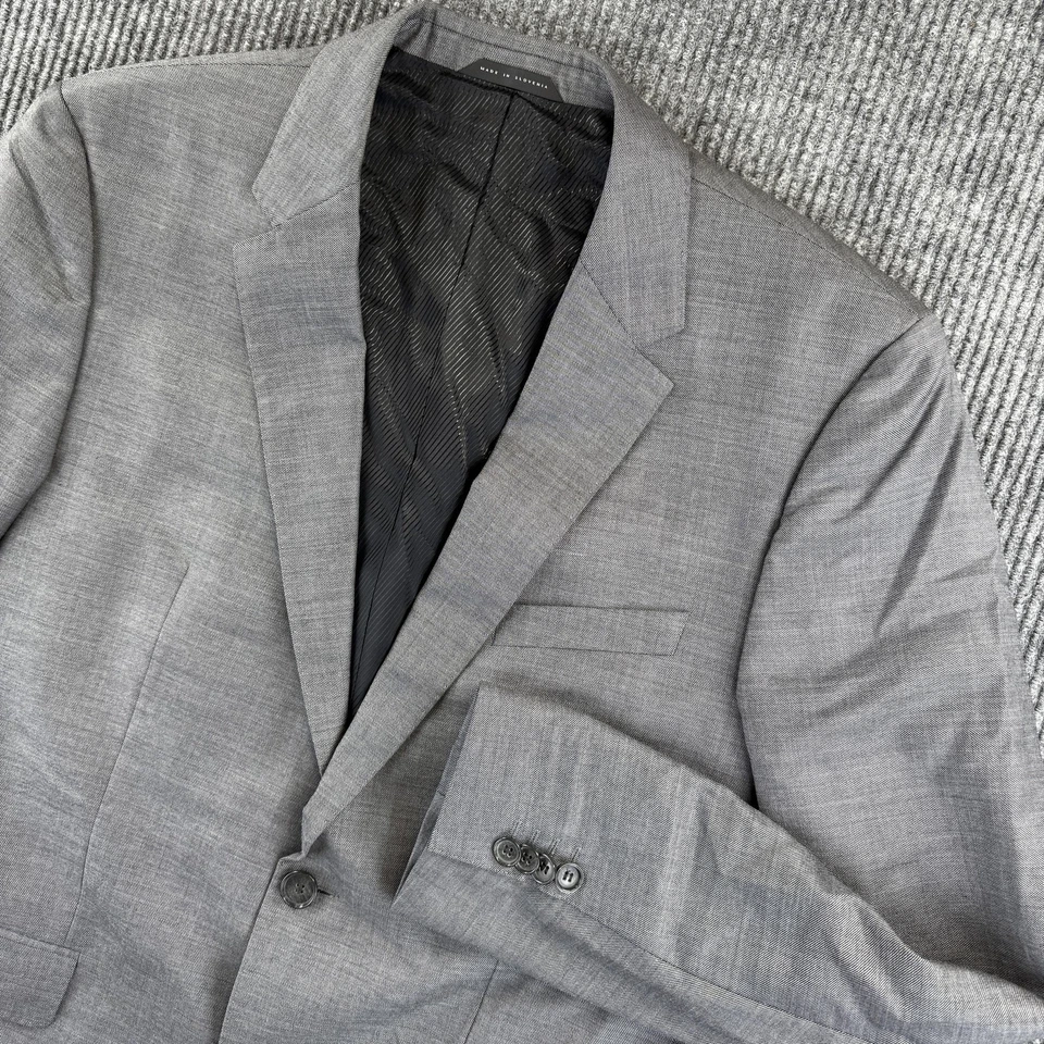 Hugo Boss Blazer Mens 42R Gray Wool Two Button Notch Lapel Vent James4 Sharp6 - Image 1 of 4