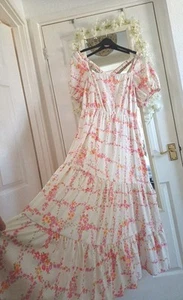 Pretty Cream Pink Floral Boho Maxi Floaty Summer Dress 👗18 Simply Be - Picture 1 of 9