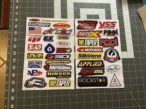 Calcomanías de carreras de motocross, 2 hojas, pegatinas de papel arrugado sin usar - Imagen 1 de 7