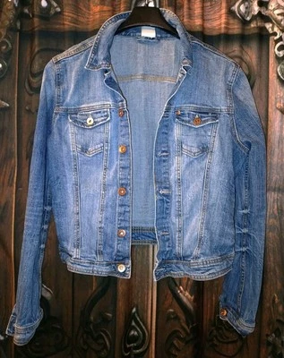 Gr. 40 H&M coole Denim Jeansjacke Stretch Old Blue Washed - Bild 1 von 2