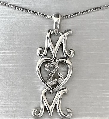 Collar Jane Seymour Corazones Abiertos Familia Lineal MAMÁ Diamante 925 SS ~ Precio de venta sugerido por el fabricante 199 USD Foto 1 de 4