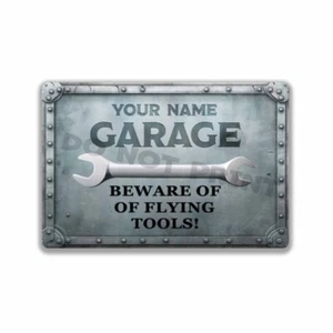 Personalized Garage Shop METAL Sign OR VINYL DECAL 8 x 12 Garage Sign Man Cave - Picture 1 of 6