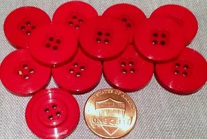 12 glänzende hellrote Kunststoff-Durchnähknöpfe 3/4 Zoll 19 mm # 7555 - Bild 1 von 1
