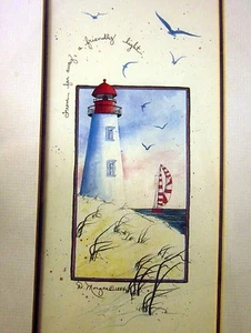 ROBBEN ISLAND LIGHT framed & matted Cape Town print Morgan home decor 1994 - Picture 1 of 4