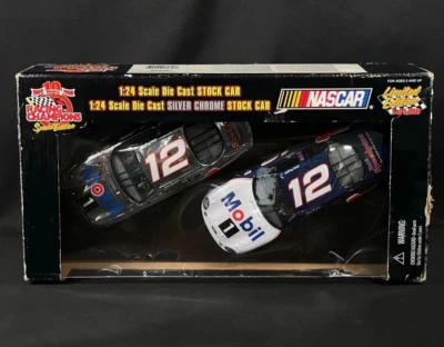 1999 Racing Champions Jeremy Mayfield #12 Mobil 1 SIVER CHROME 2 Cars 1/24 MIB - Image 1 of 4