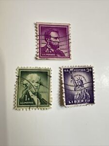 US Postage  1 -3 And 4 Cent Liberty Stamps